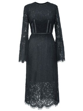 winter black midi dress Elegant Black Velvet Floral Print Wrap Midi Dress for Women